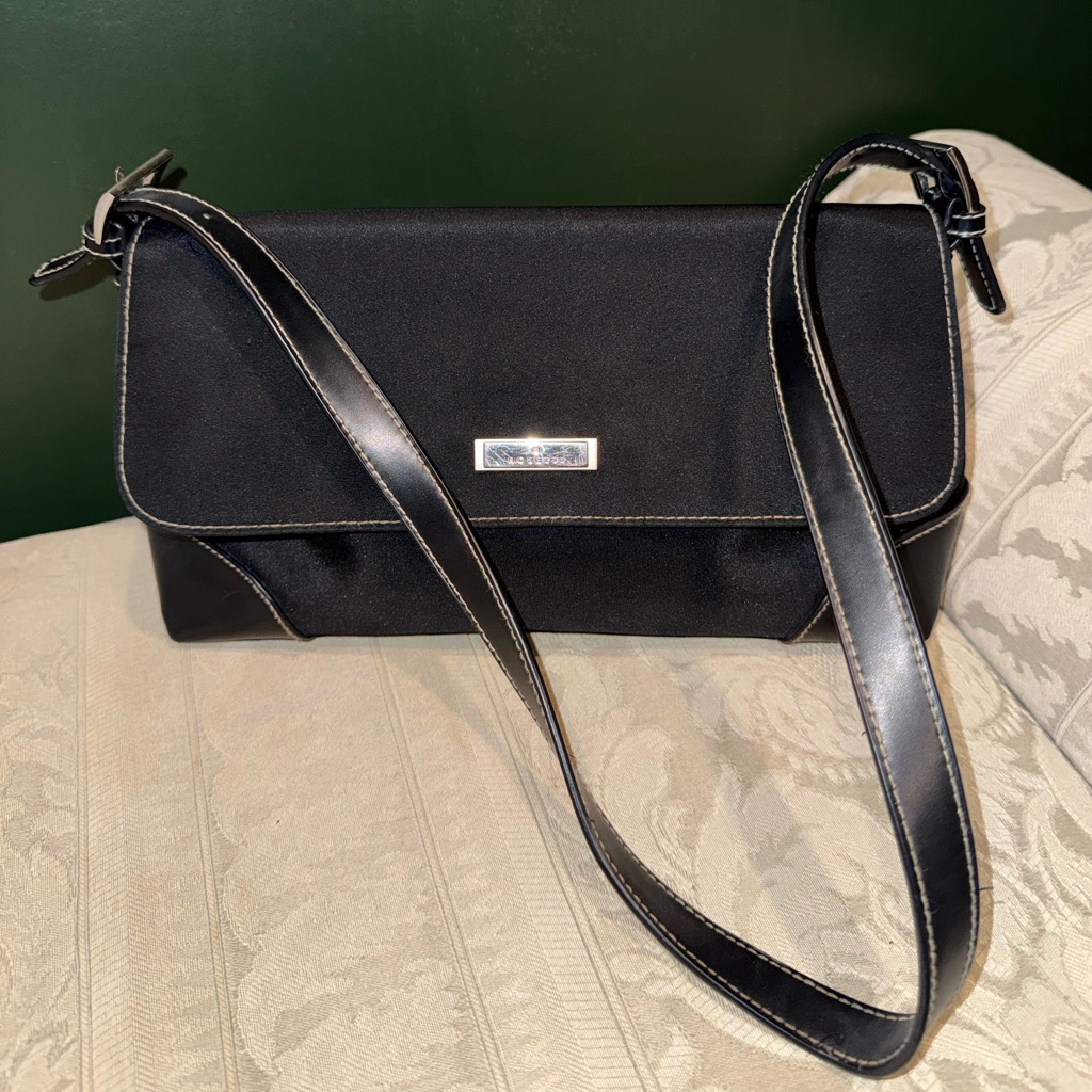 Rossetti Black Women's Shoulder Bag With Silver Accent